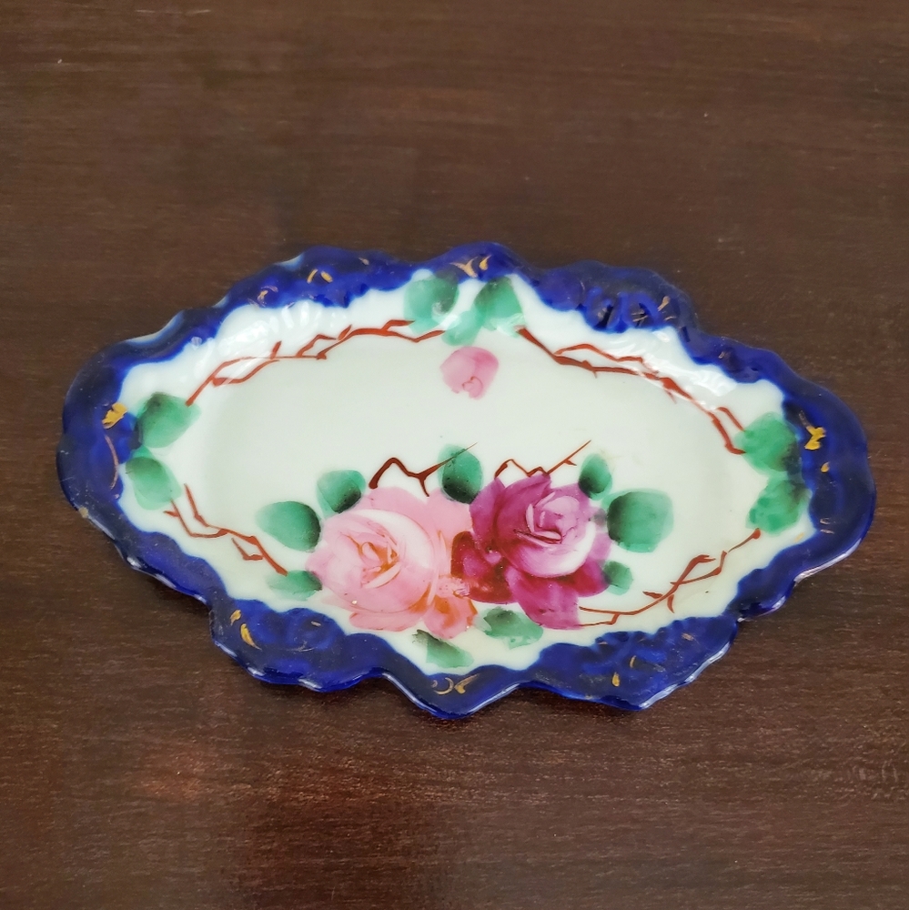 Antique Handpainted Porcelain Trinket Dish